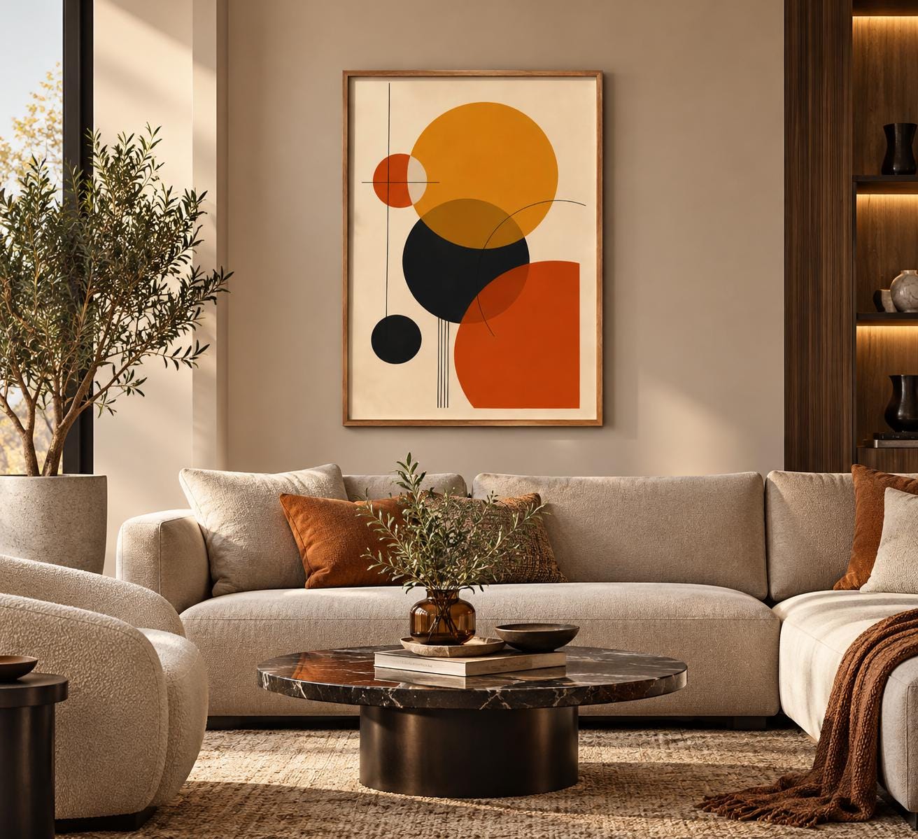 Bauhaus Geometric Poster, Mid Century Modern Abstract Wall Art, Scandinavian Minimalist Print