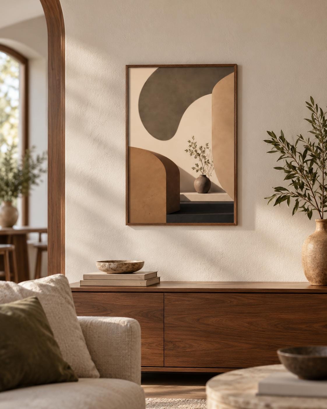 Japandi Abstract Poster, Neutral Beige Botanical Art, Wabi Sabi Organic Modern Decor alternate view
