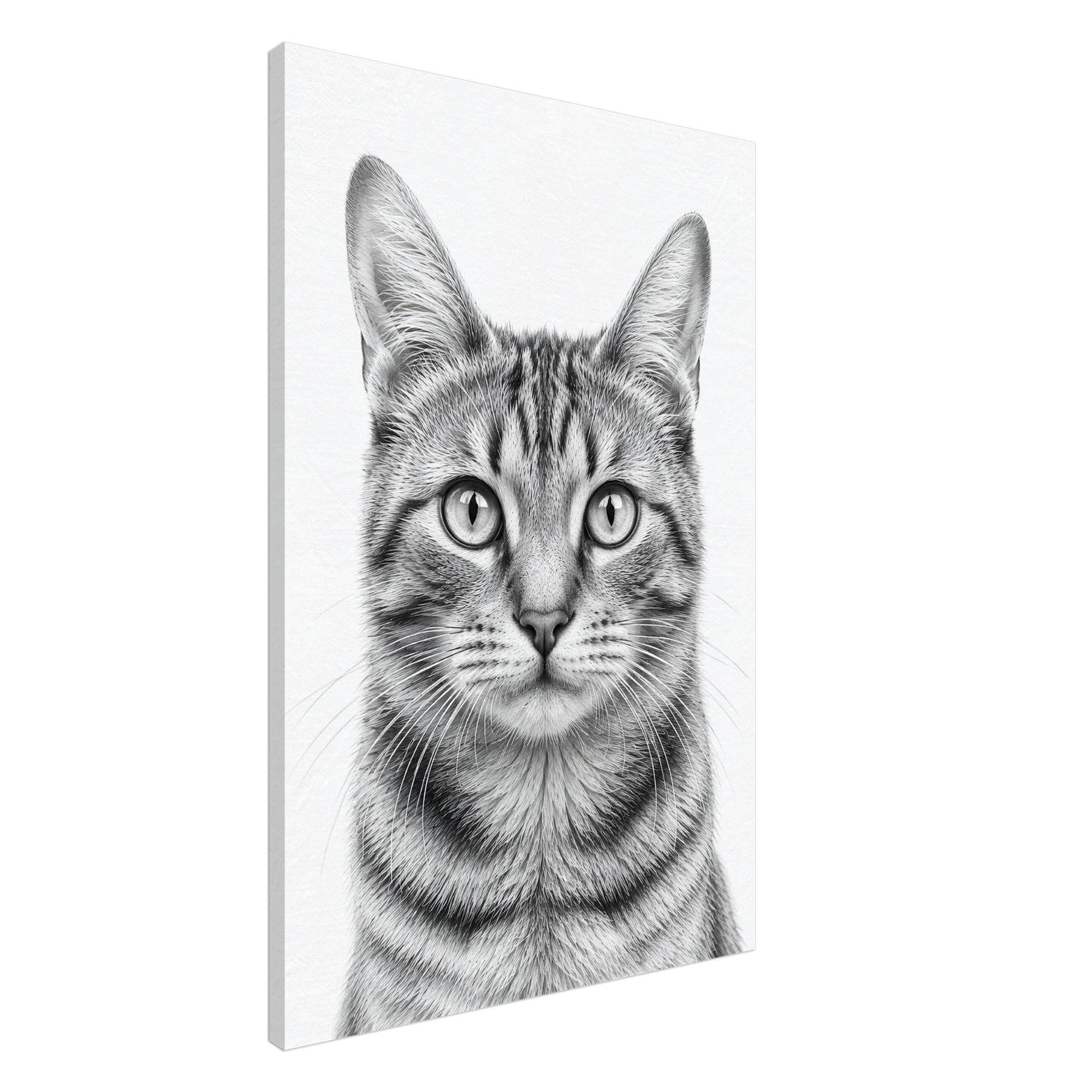 Black & White Tabby Cat Wall Art — artwork view 2
