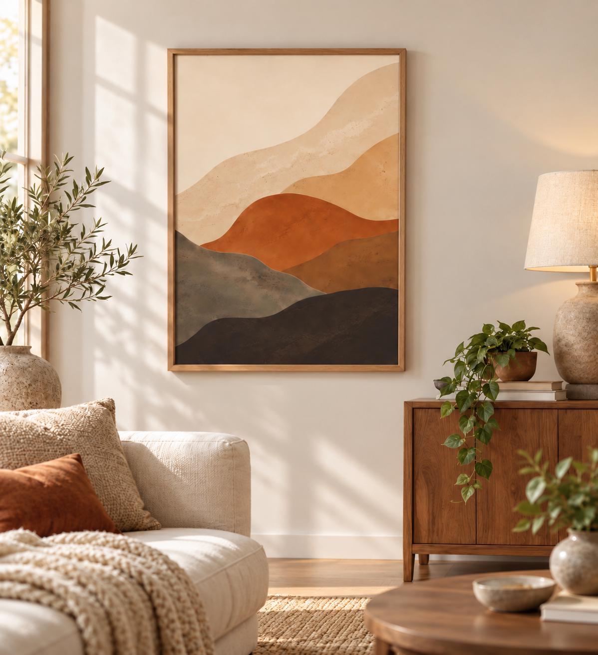 Abstract Desert Landscape Poster, Terracotta Earth Tone Minimalist Print, Boho Modern Wall Decor alternate view