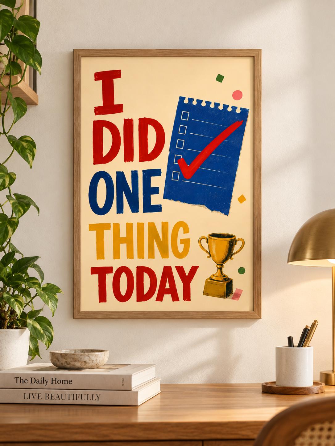 I Did One Thing Today Poster, Funny Motivational Wall Art, ADHD Humor Print, Productivity Quote, Colorful Office Decor alternate view