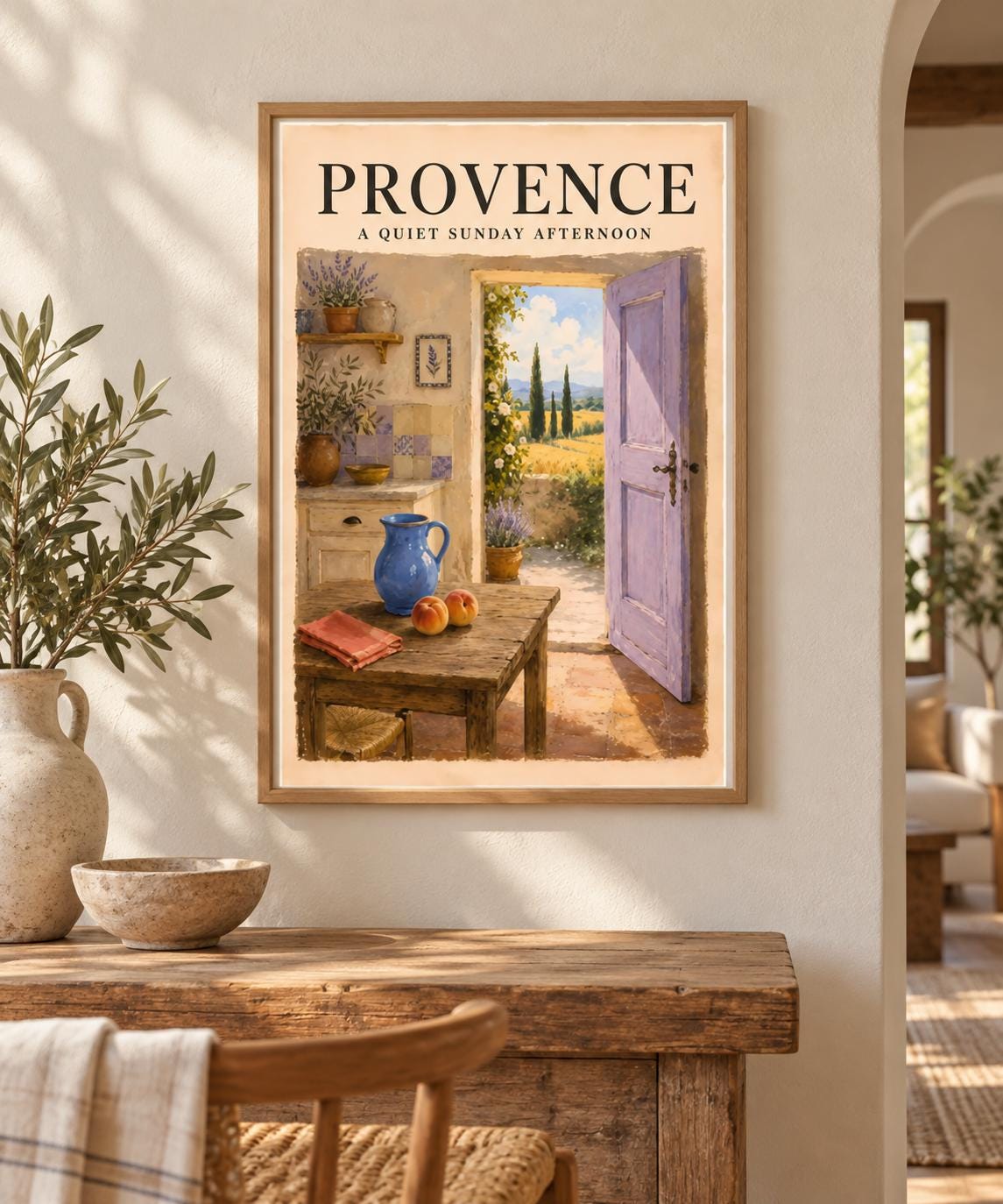 Provence French Country Kitchen Poster, Mediterranean Cottagecore Wall Art alternate view