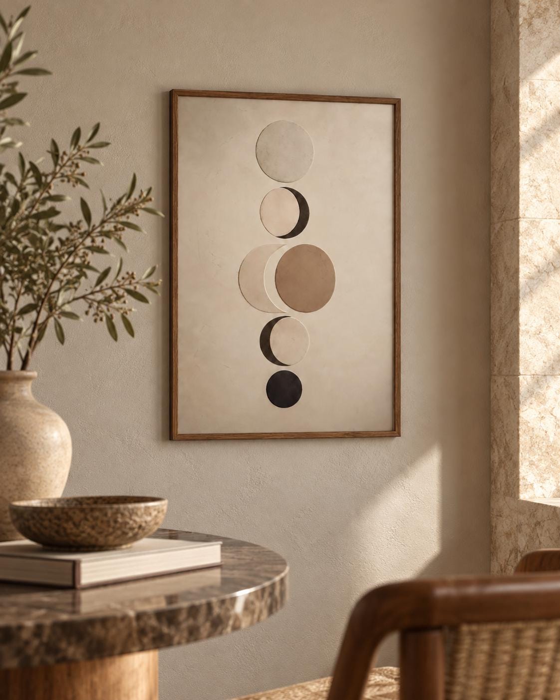 Japandi Abstract Circle Print, Neutral Geometric Wabi Sabi Wall Art Poster alternate view